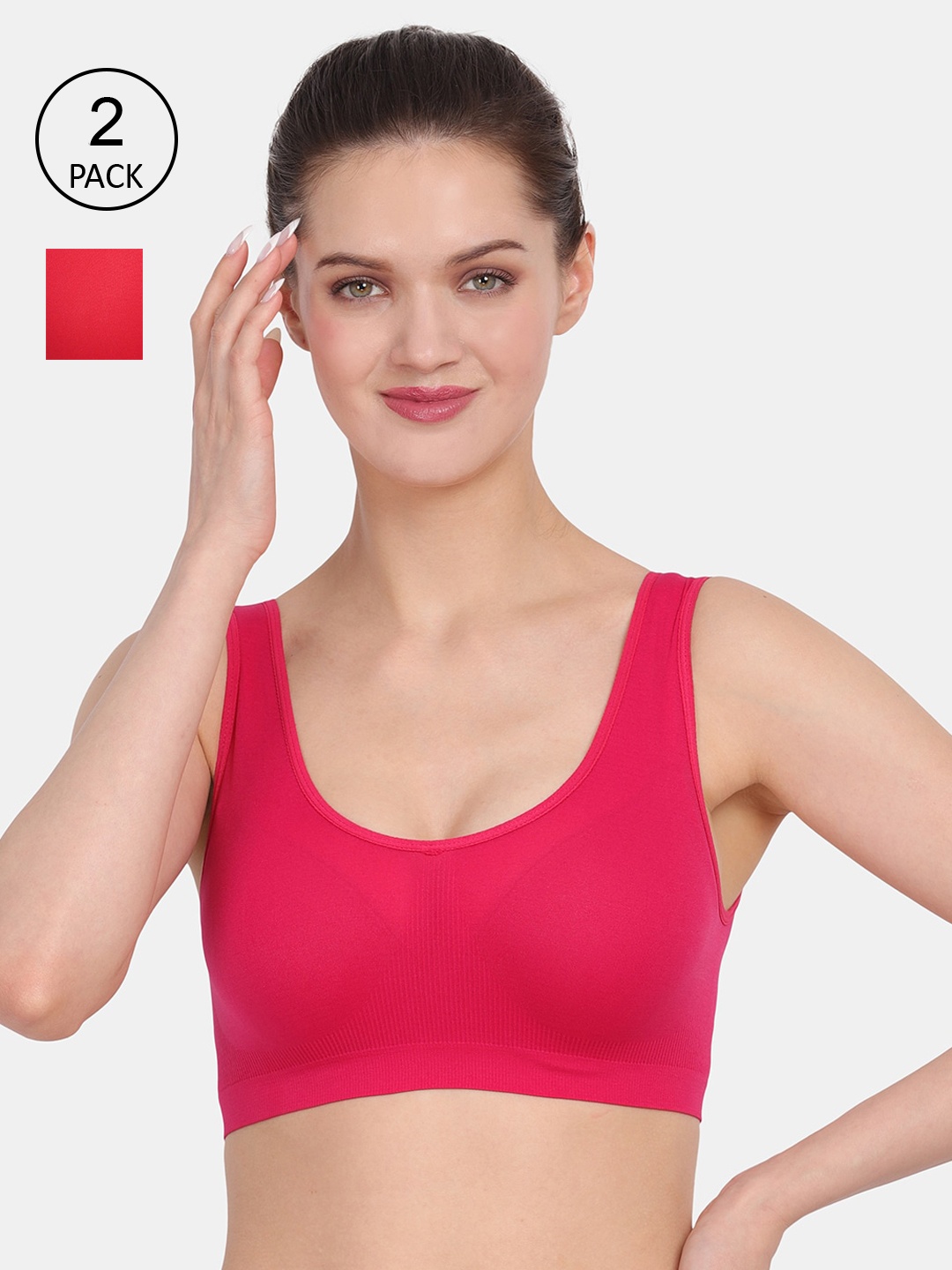 

Amour Secret Pack of 2 Red & Pink Non Padded Bra