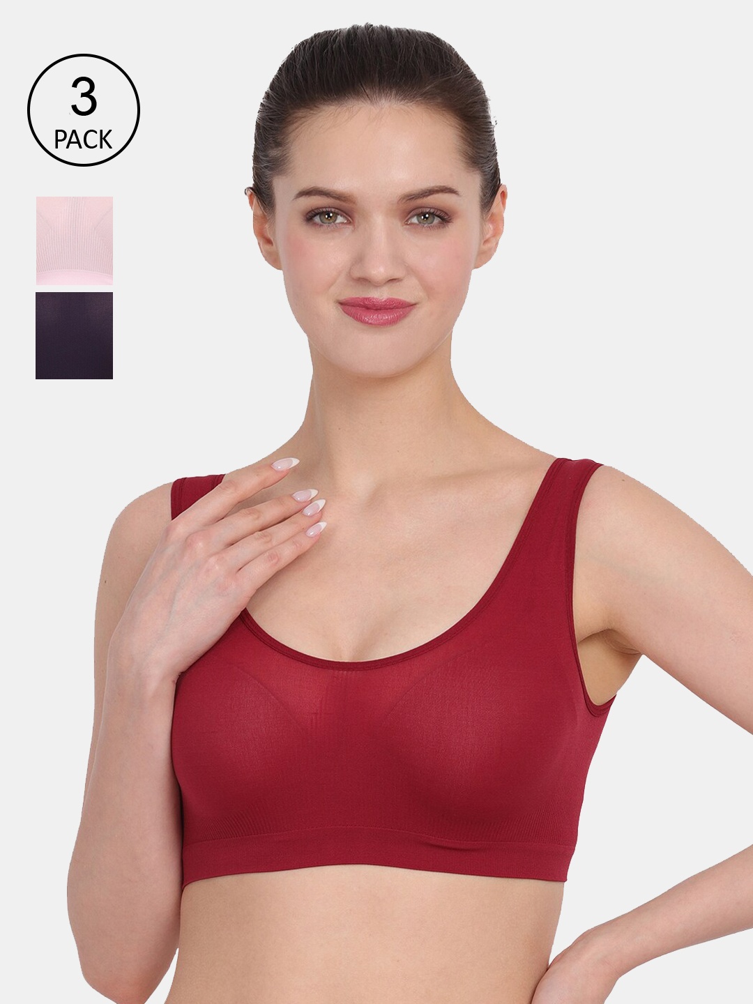 

Amour Secret Women Pack of 3 Maroon-Navy Blue-Pink Bra