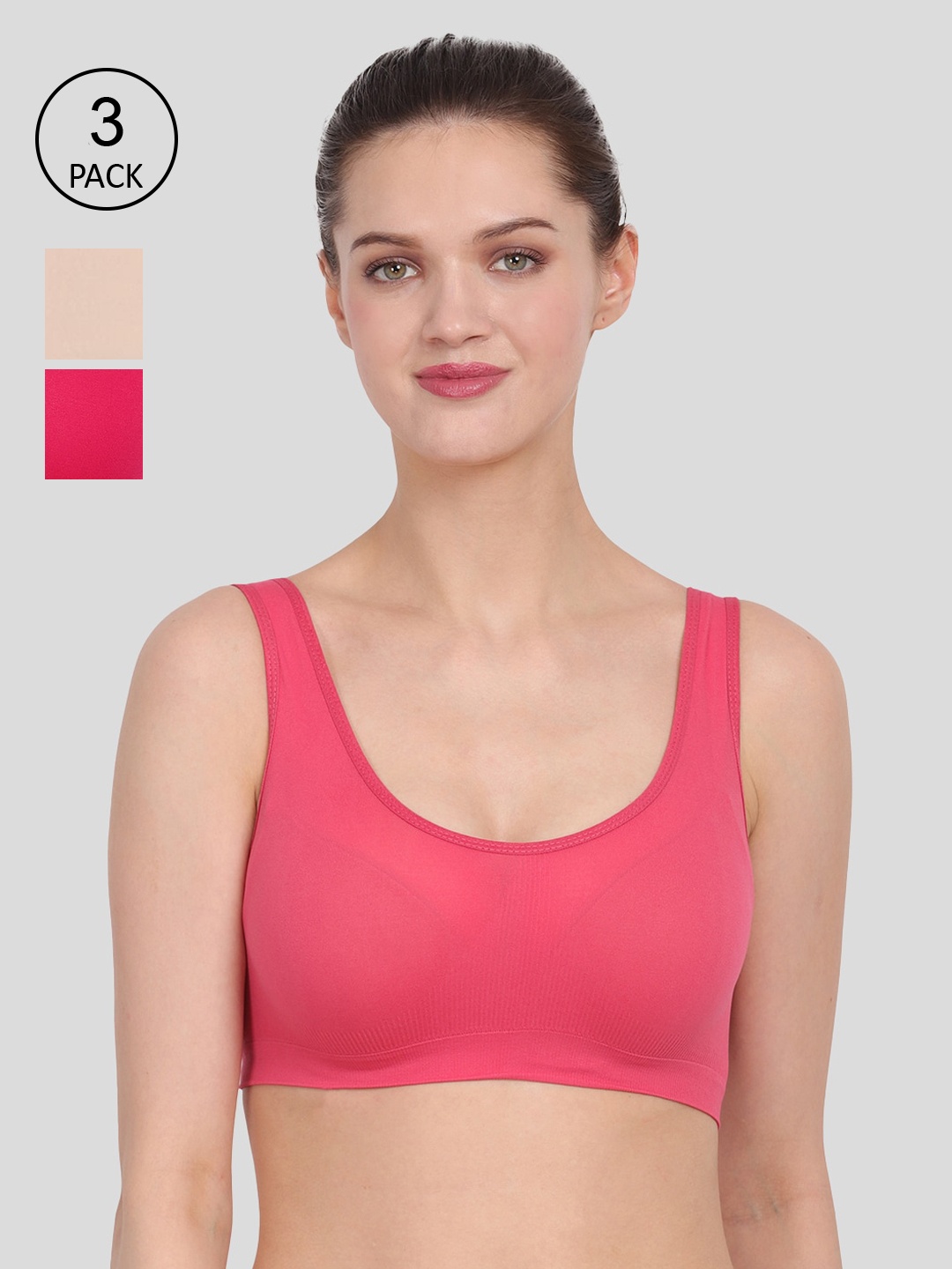 Amour Secret Women Non Padded Bra Pack Of 3, Coral