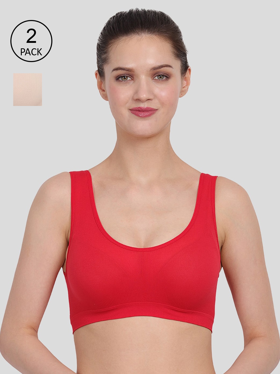 

Amour Secret women Nude-Coloured & Red Bra pack of 2