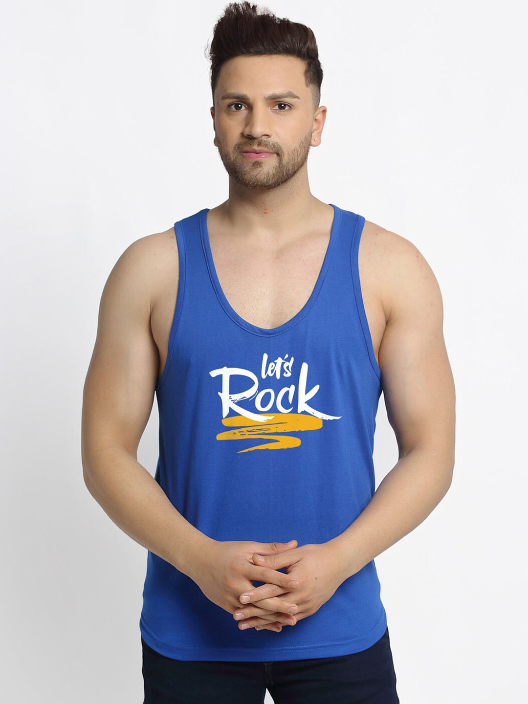 

Friskers Men Blue Printed Innerwear Vests