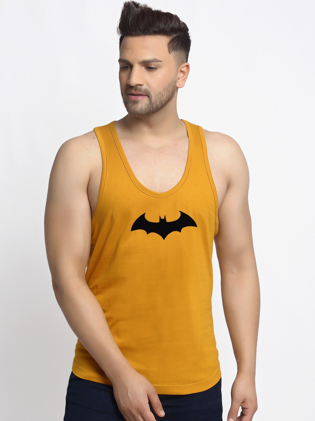 

Friskers Men Gold-coloured Batman Printed Pure Cotton Innerwear Vests