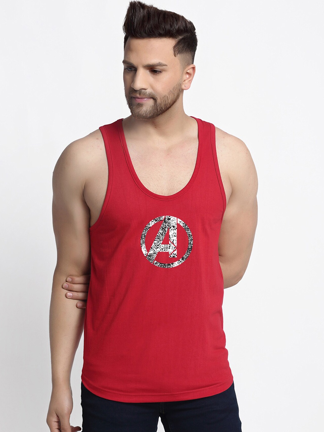 

Friskers Men Maroon Avengers Printed Pure Cotton Innerwear Vests