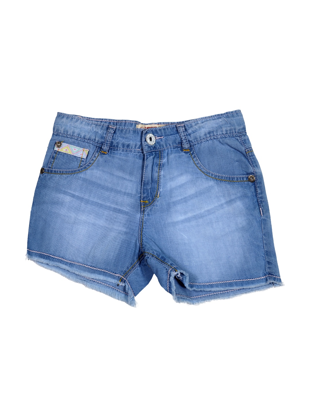 

Palm Tree Girls Blue Solid Denim Shorts