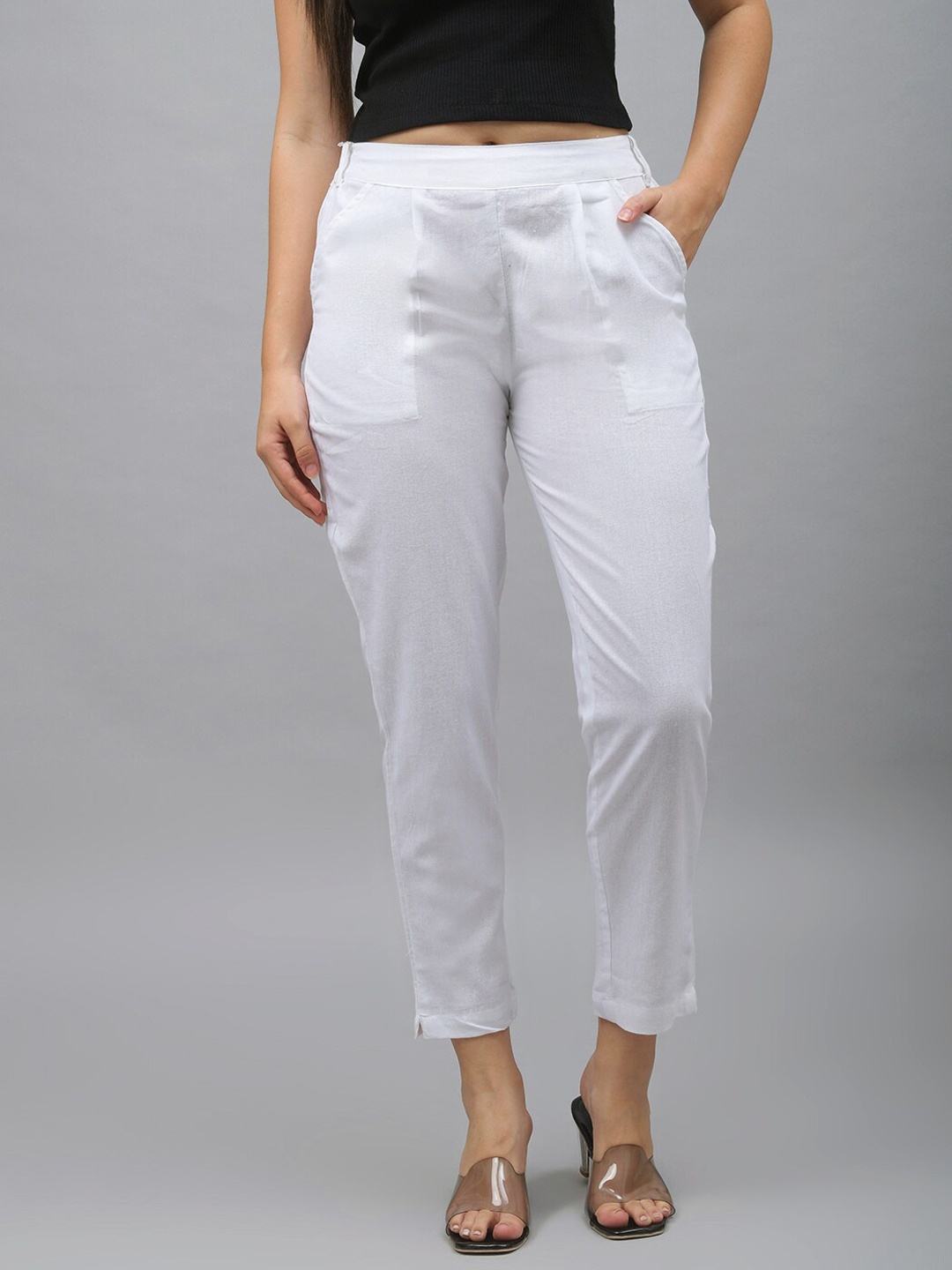 

Me Craft Women White Easy Wash Trousers