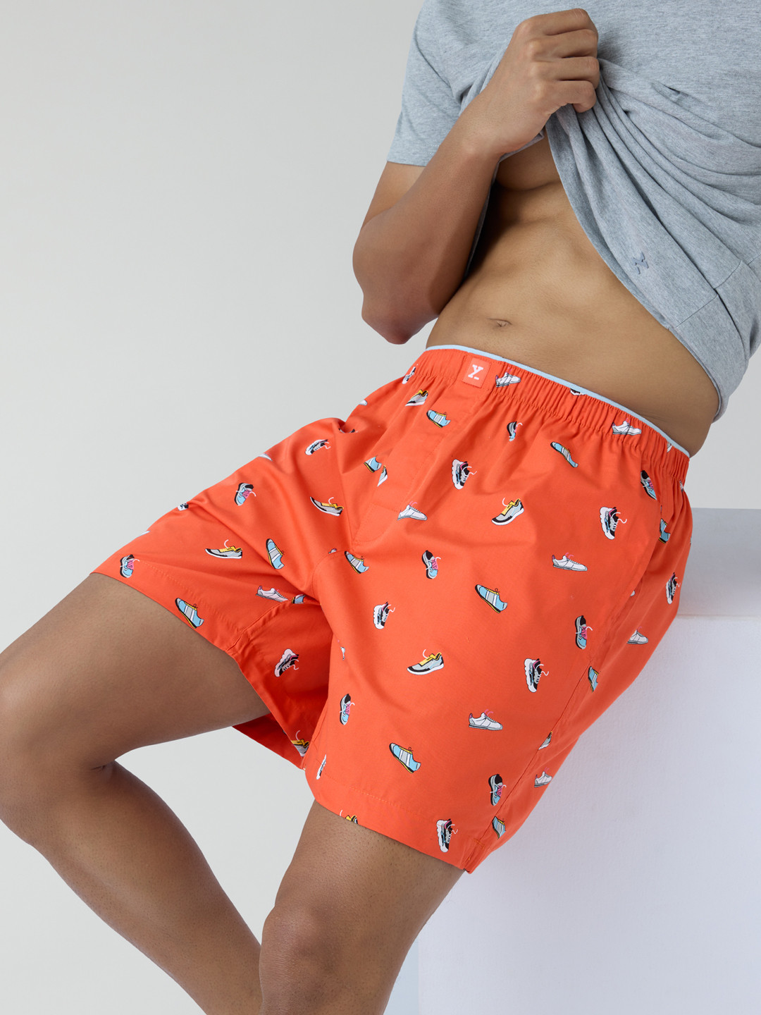 

XYXX Men Orange & White Printed Pure Super Combed Cotton Anti-Bacterial Boxers