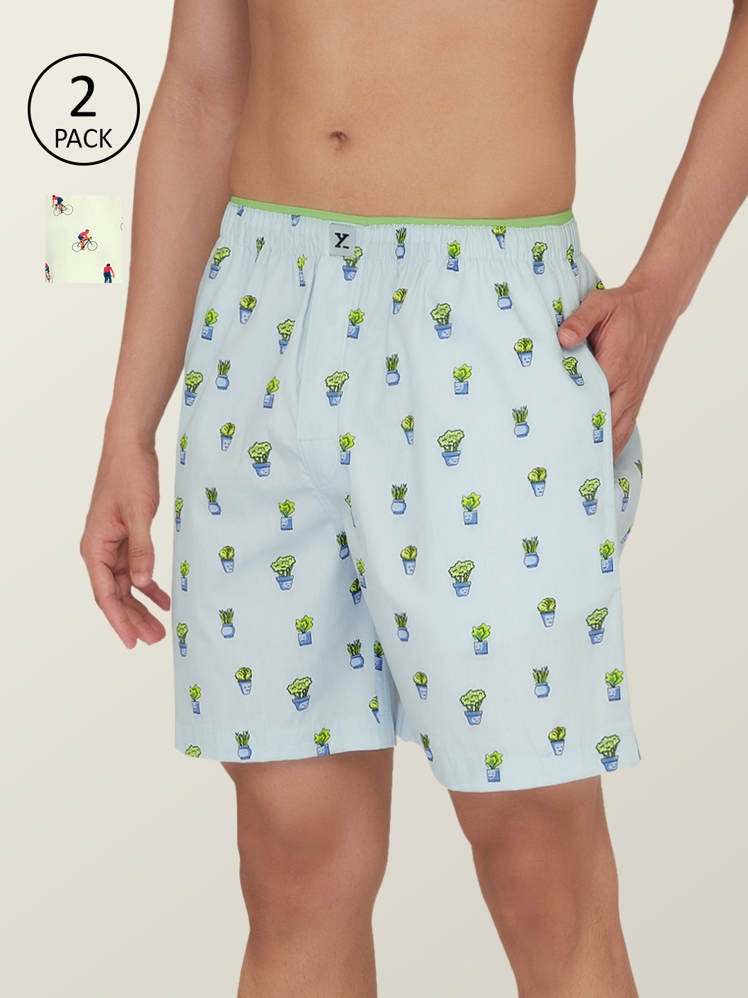 

XYXX Men Pack Of 2 Printed Pure Super Combed Cotton Anti-Bacterial Boxers, Cream