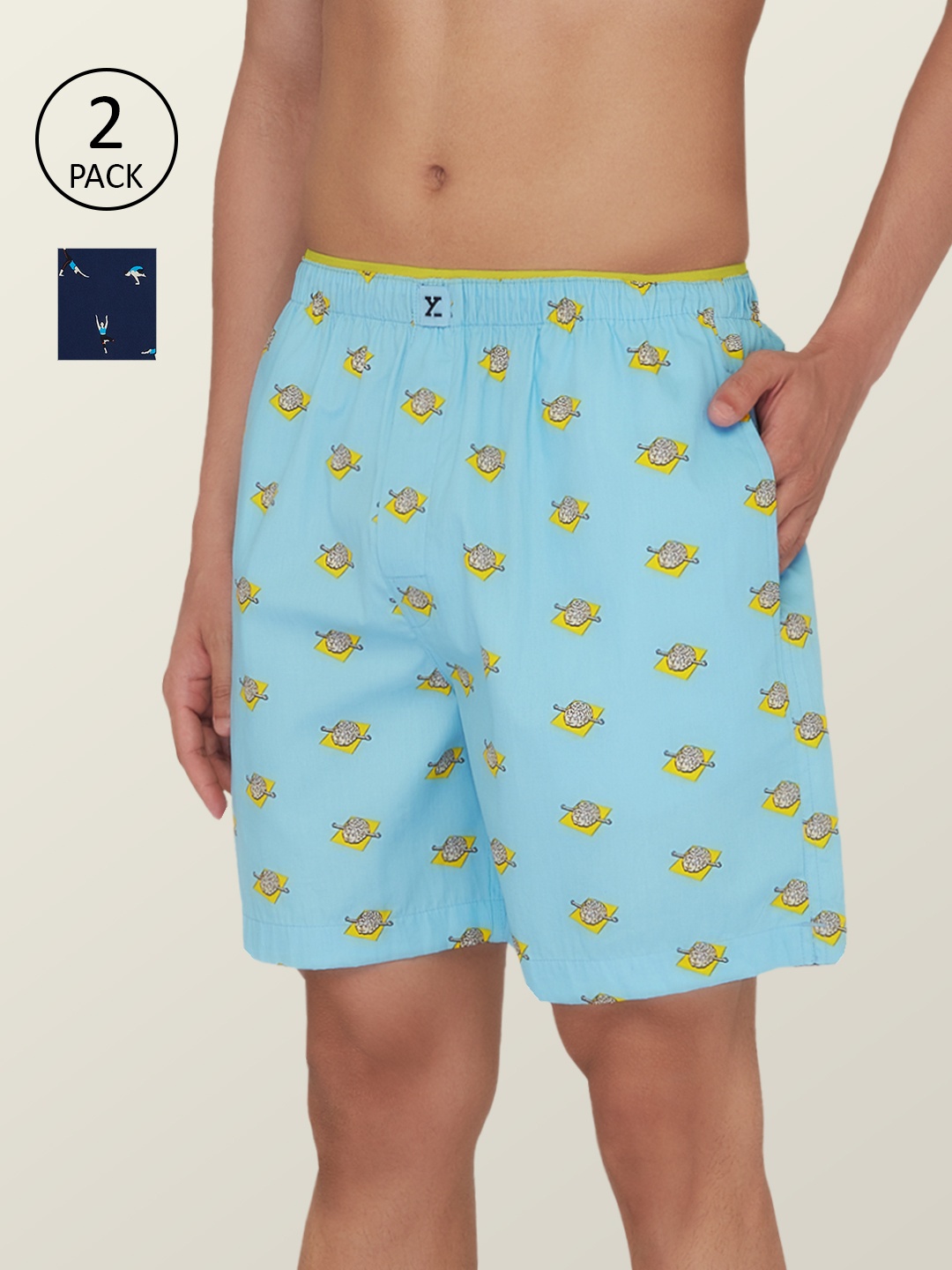 

XYXX Men Pack of 2 Blue Conversational Printed Cotton Boxers XYBOX2PCKN213
