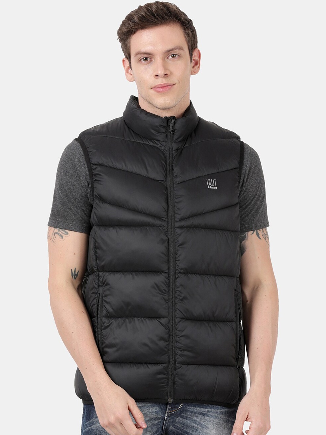 

t-base Men Black Windcheater Puffer Jacket
