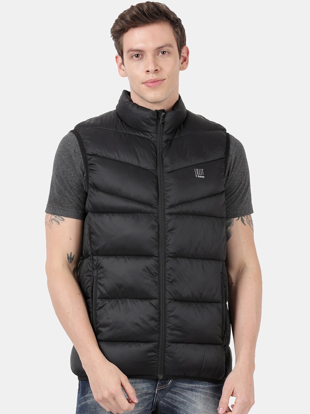 

t-base Men Black Windcheater Puffer Jacket