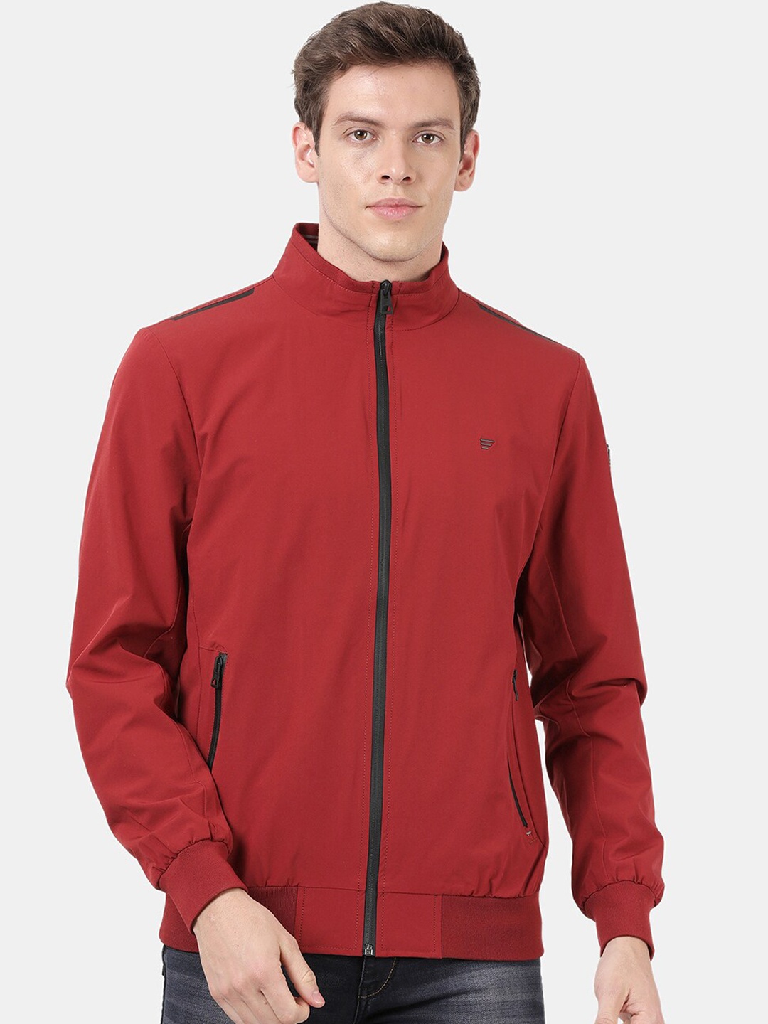 

t-base Men Rust Red Windcheater Bomber Jacket