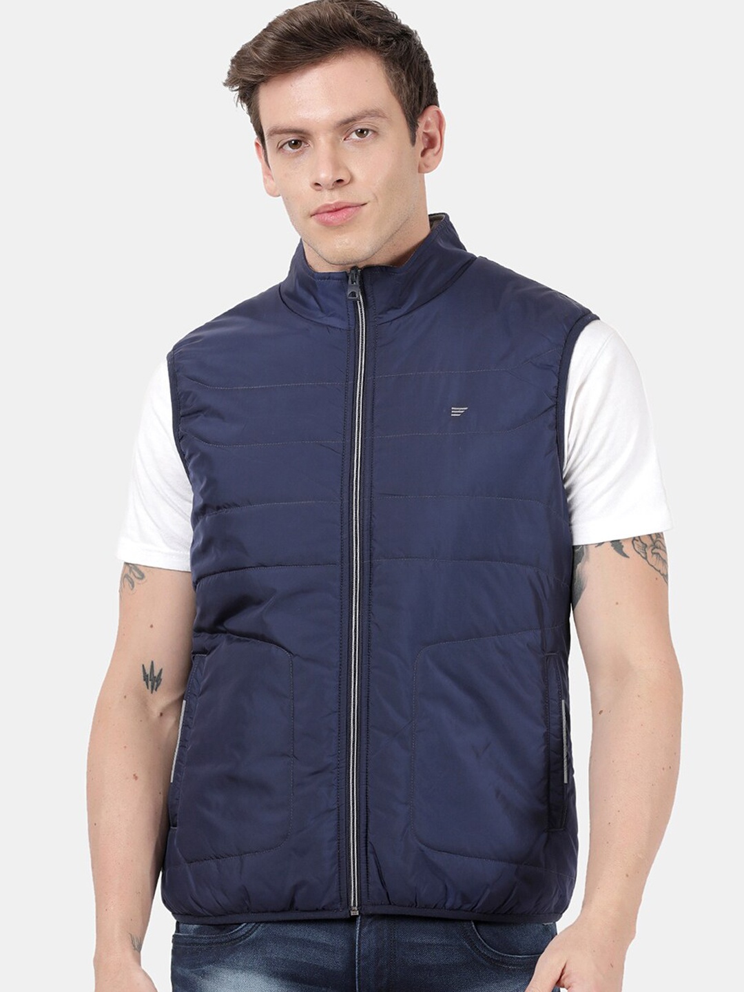 

t-base Men Blue Windcheater Padded Jacket