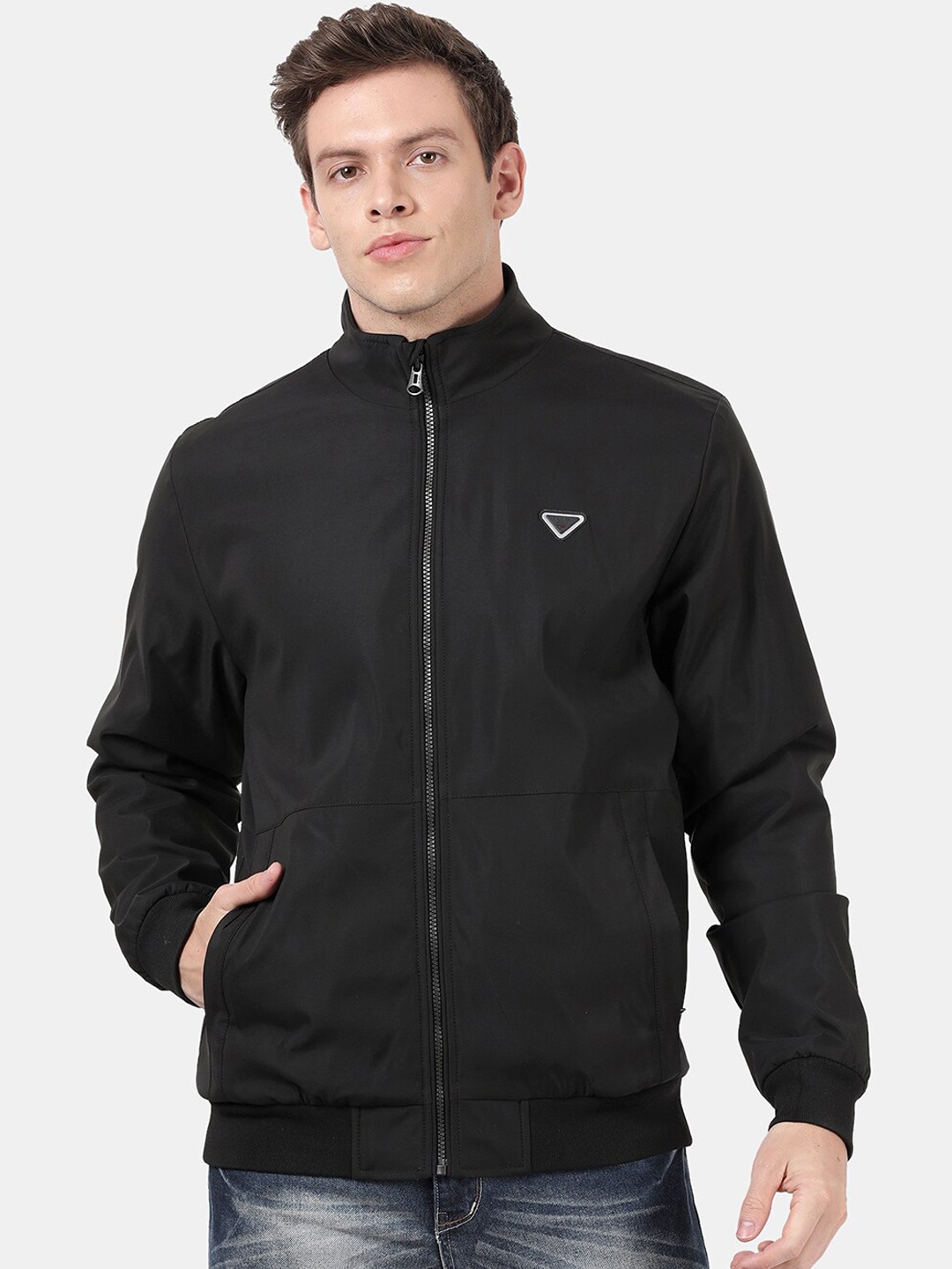 

t-base Men Black Windcheater Bomber Jacket