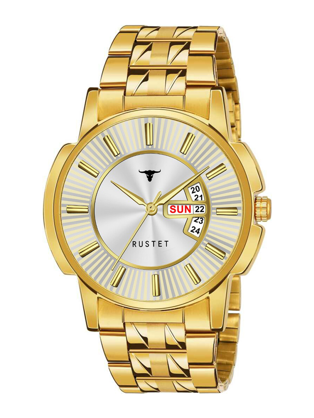 

RUSTET Men Gold-Toned Dial & Stainless Steel Bracelet Style Straps Analogue Watch-LS2890