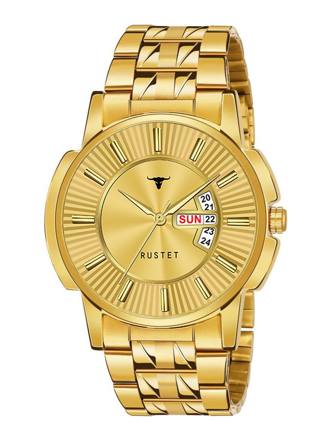 

RUSTET Men Brass Dial & Stainless Steel Bracelet Style Straps Analogue Watch LS2890-GOLD
