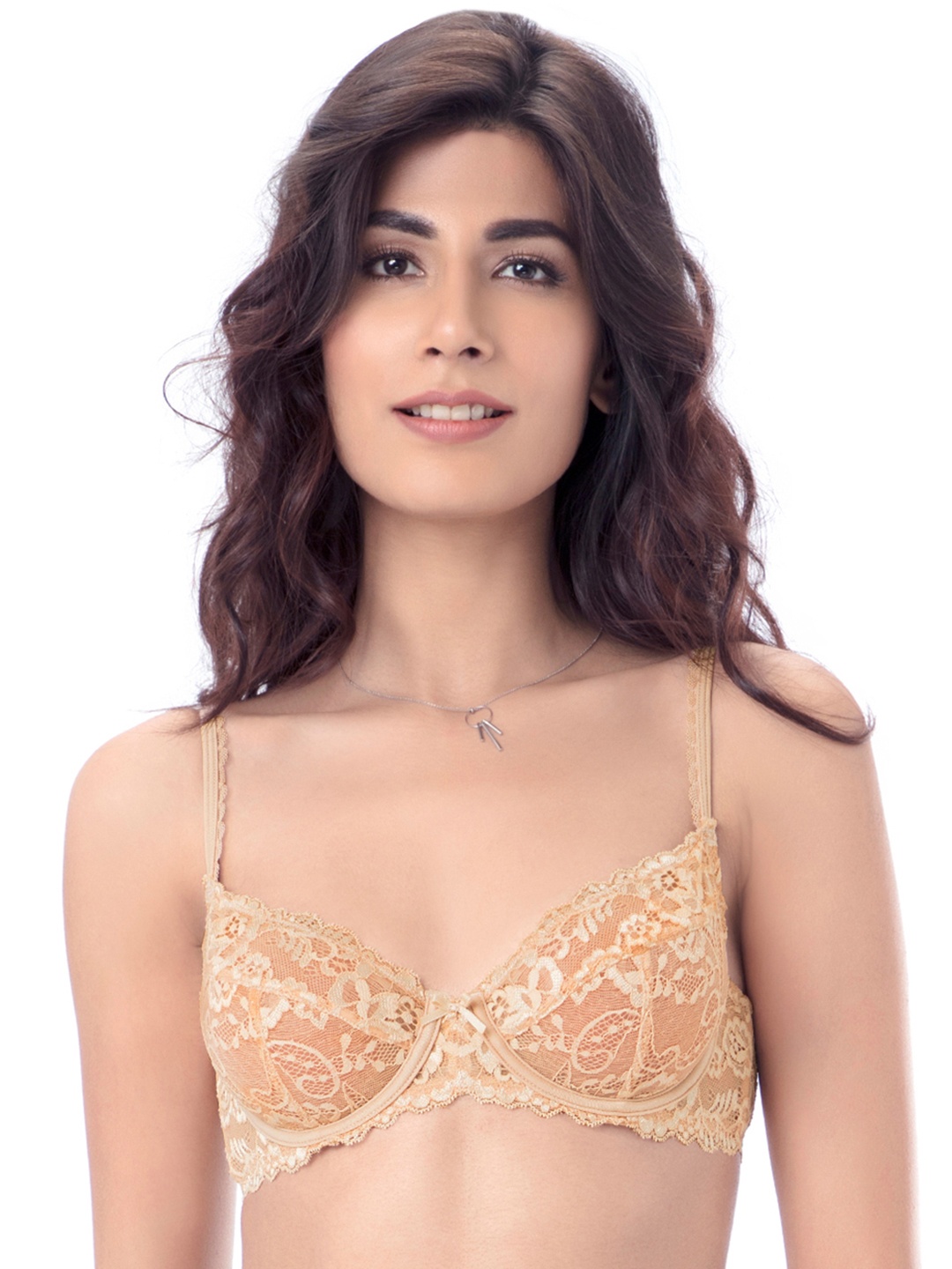 

PrettySecrets Nude-Coloured Lace Underwired Non Padded Everyday Bra