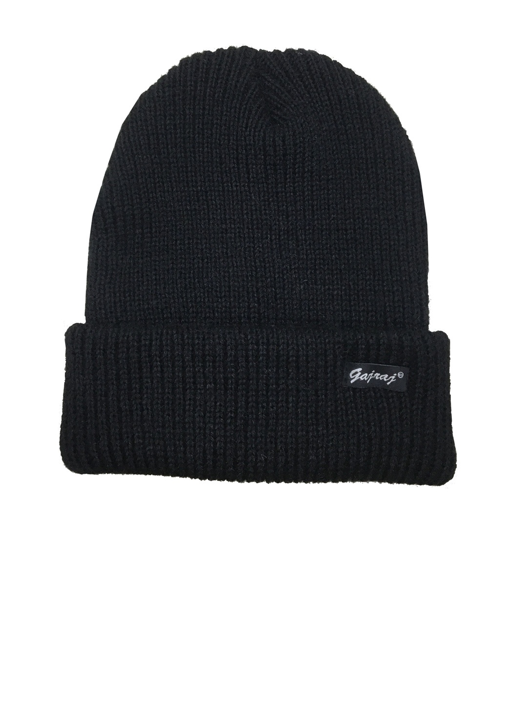 

Gajraj Unisex Black Solid Rib Knit Beanie