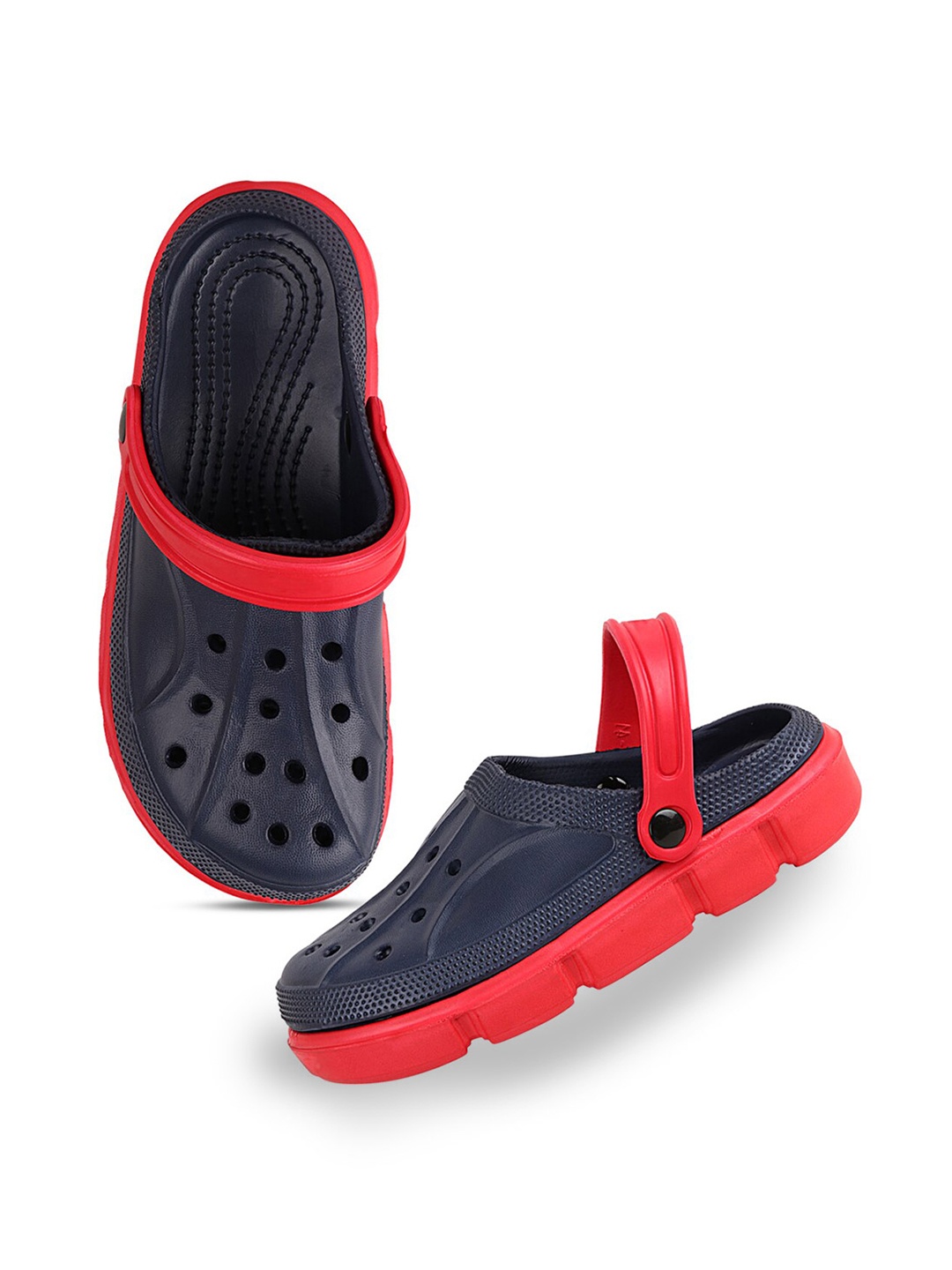 

Try Me Men Navy Blue & Red Colourblocked Clogs