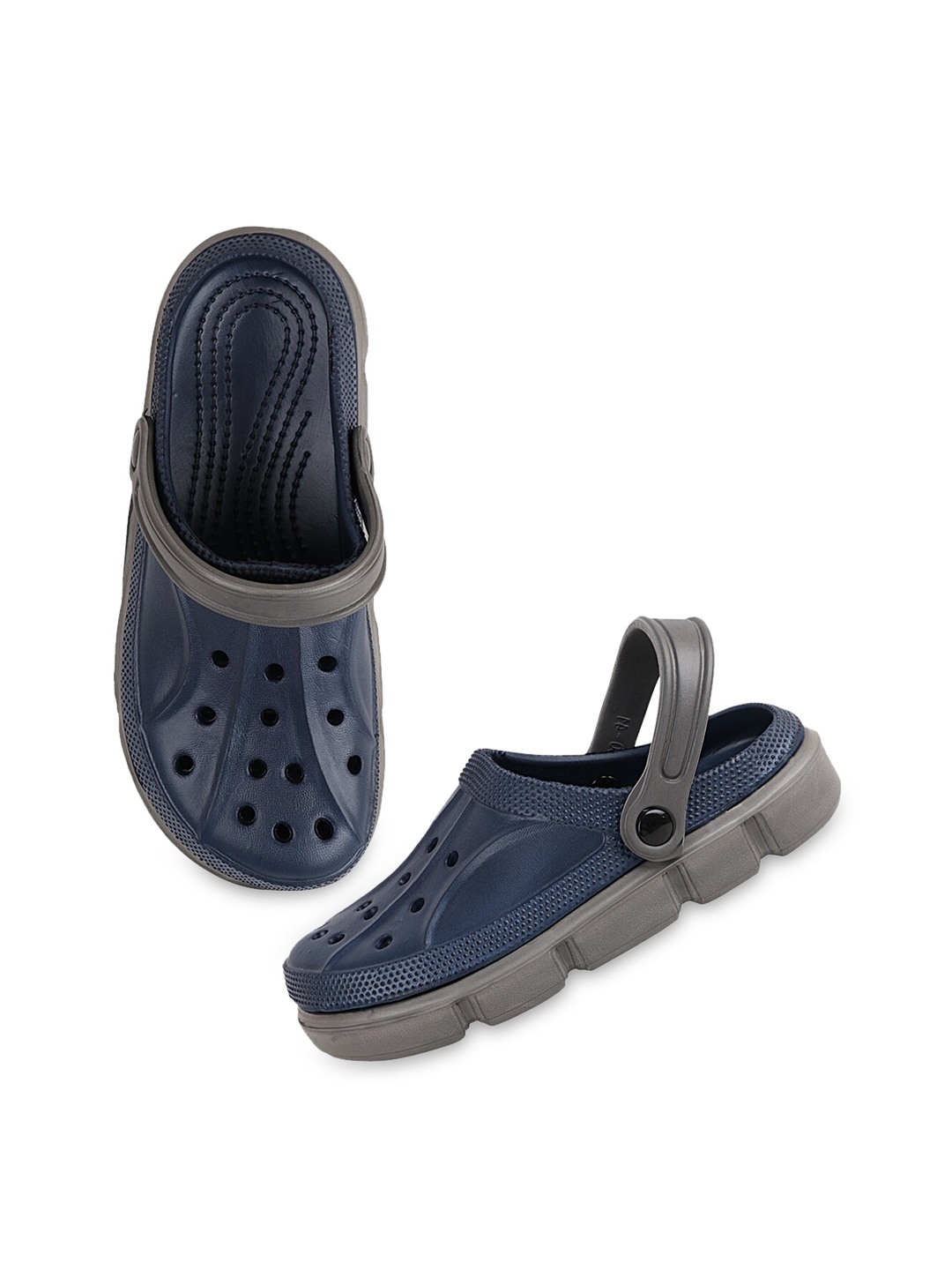 

Try Me Men Navy Blue & Grey Clogs