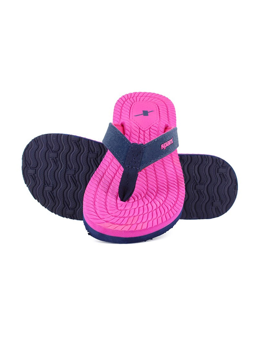 

Sparx Women Navy Blue & Pink Printed Thong Flip-Flops