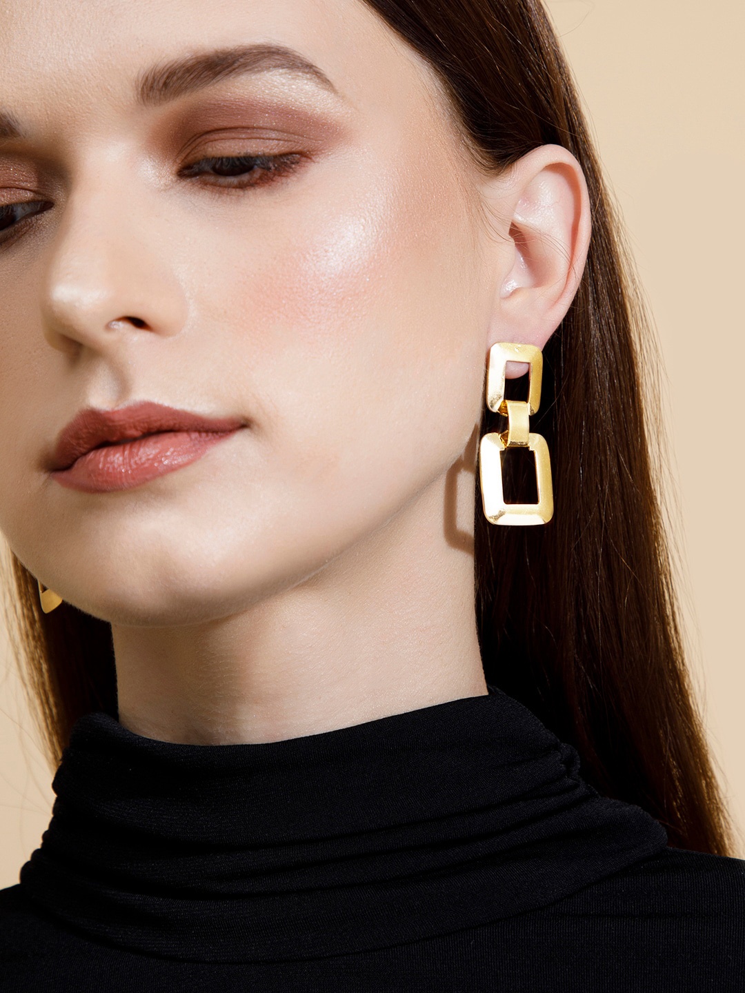 

TOKYO TALKIES X rubans FASHION ACCESSORIES Gold-Toned Geometric Drop Earrings