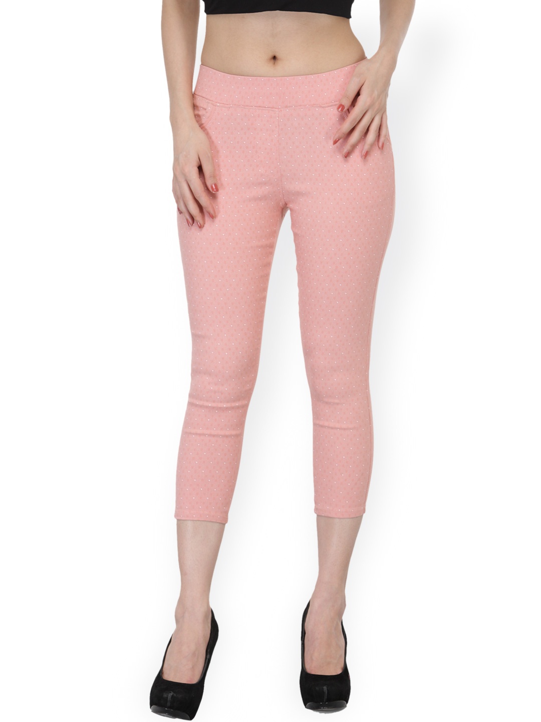 

Westwood Women Pink Printed Skinny Fit Capris