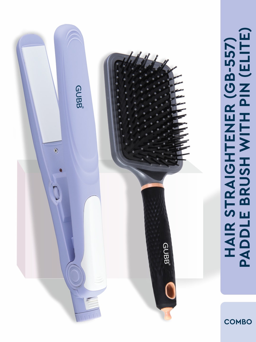 

GUBB Blue Hair Straightner & Paddle Hair Brush Combo