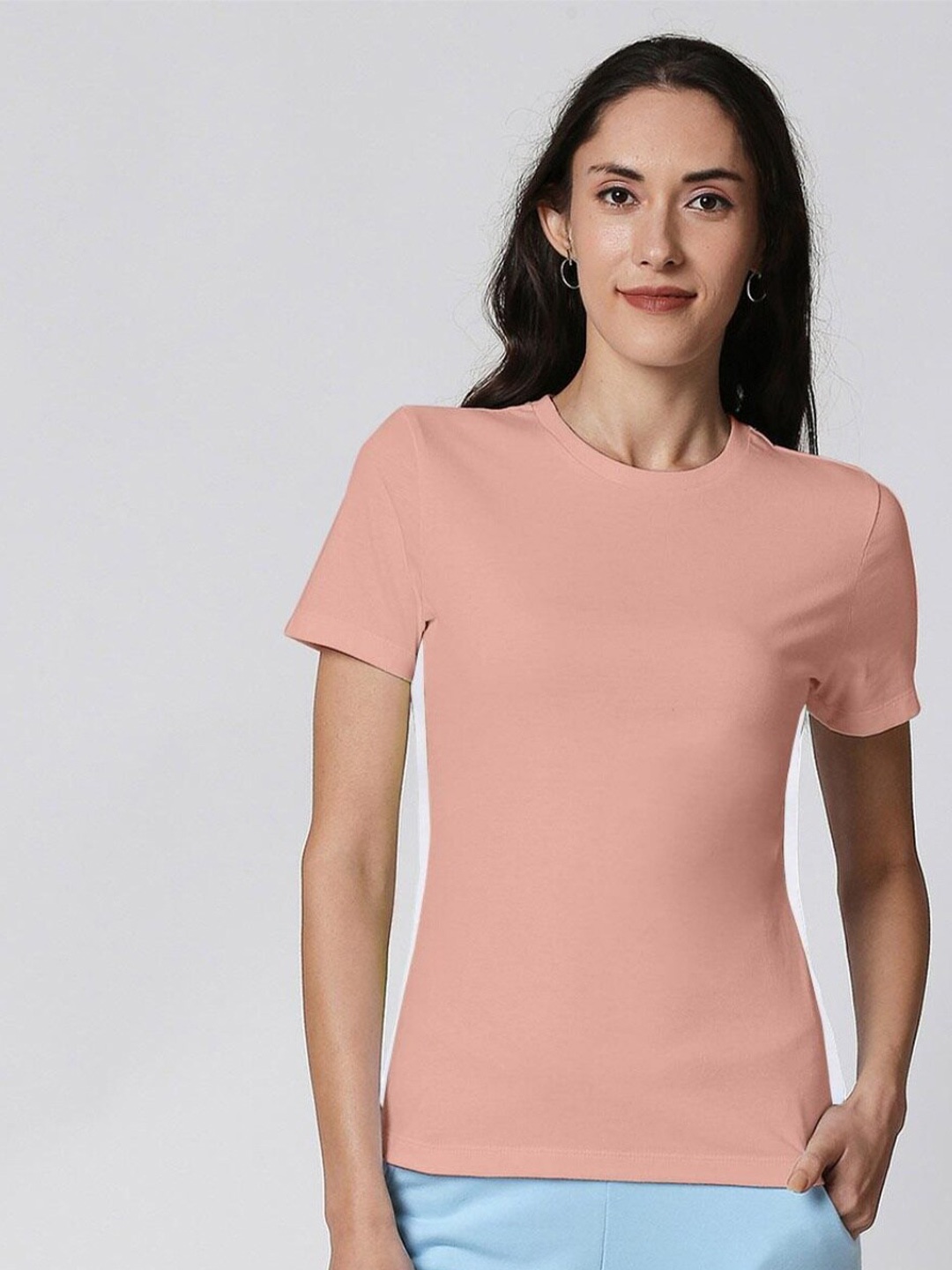 

Bewakoof Women Pink Pure Cotton Slim Fit T-shirt