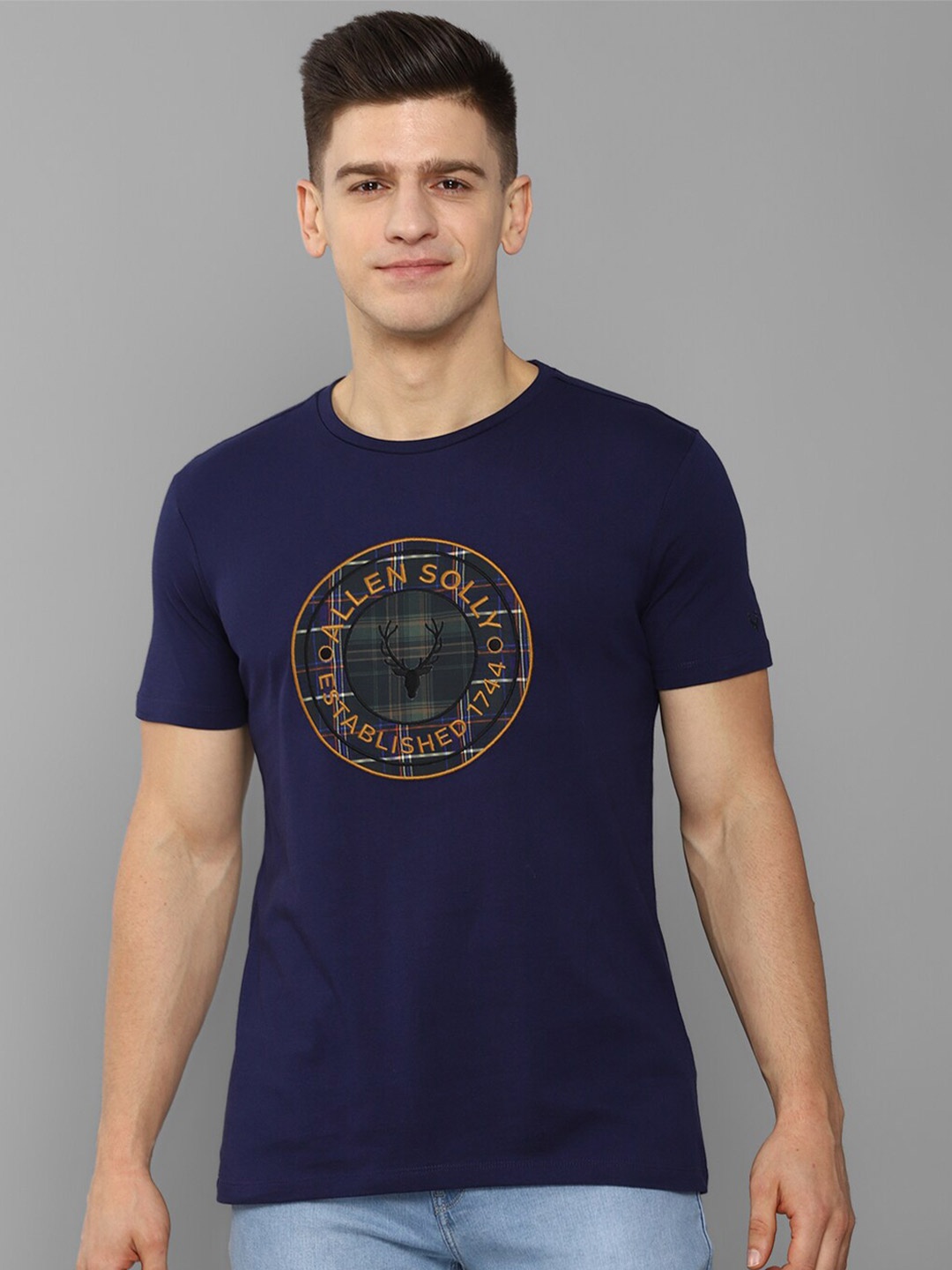 

Allen Solly Sport Men Navy Blue Printed Slim Fit T-shirt