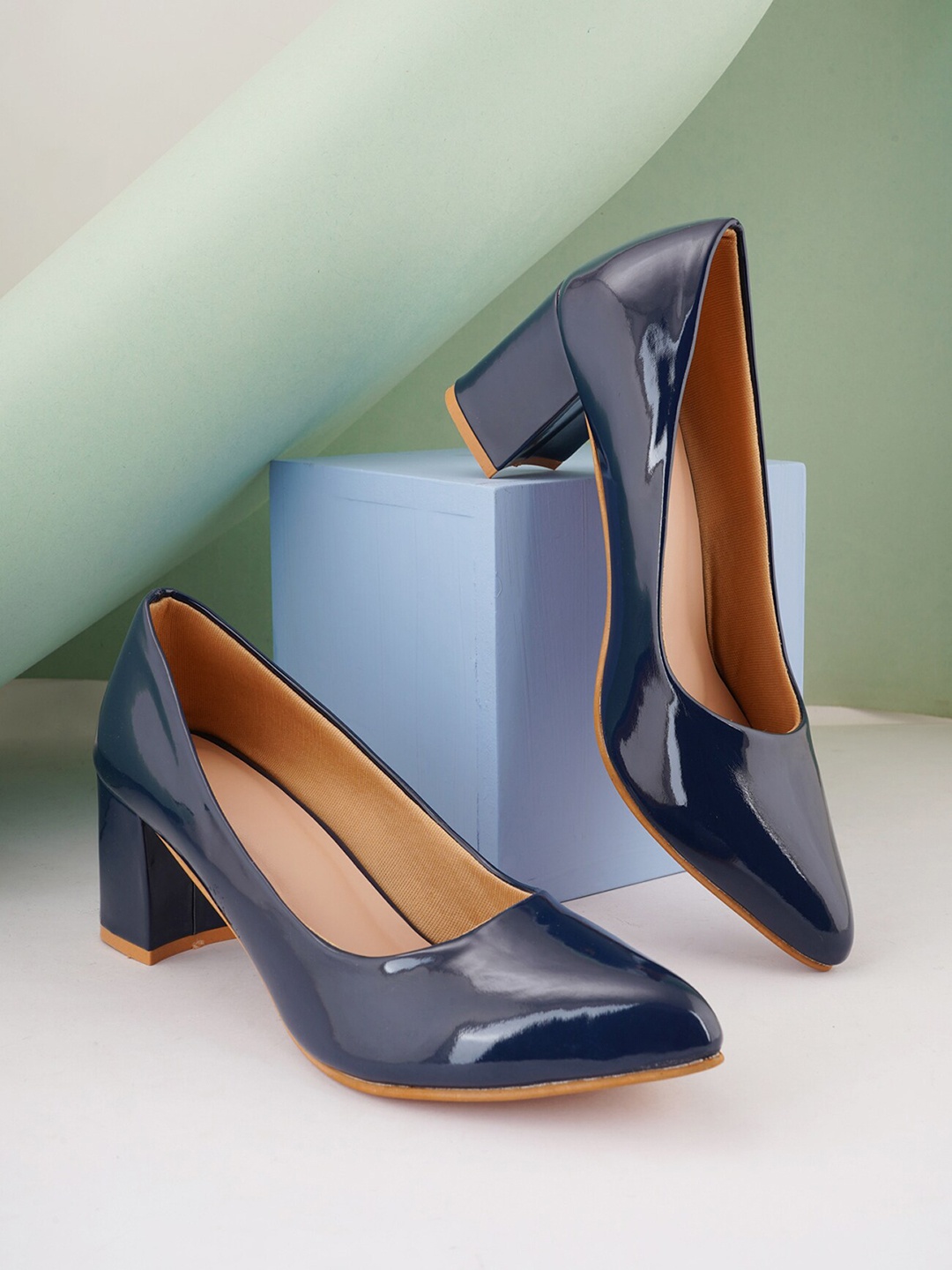 

Walkfree Navy Blue Block Pumps