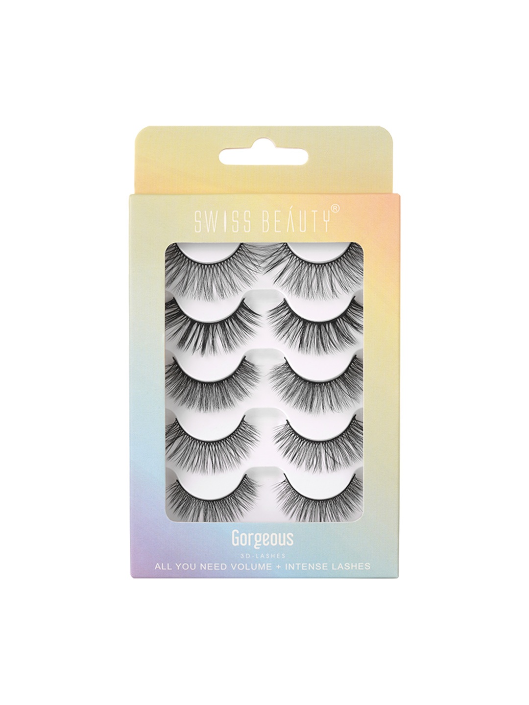 

SWISS BEAUTY Set of 5 False Eye Lashes 3D - Gorgeous, Black