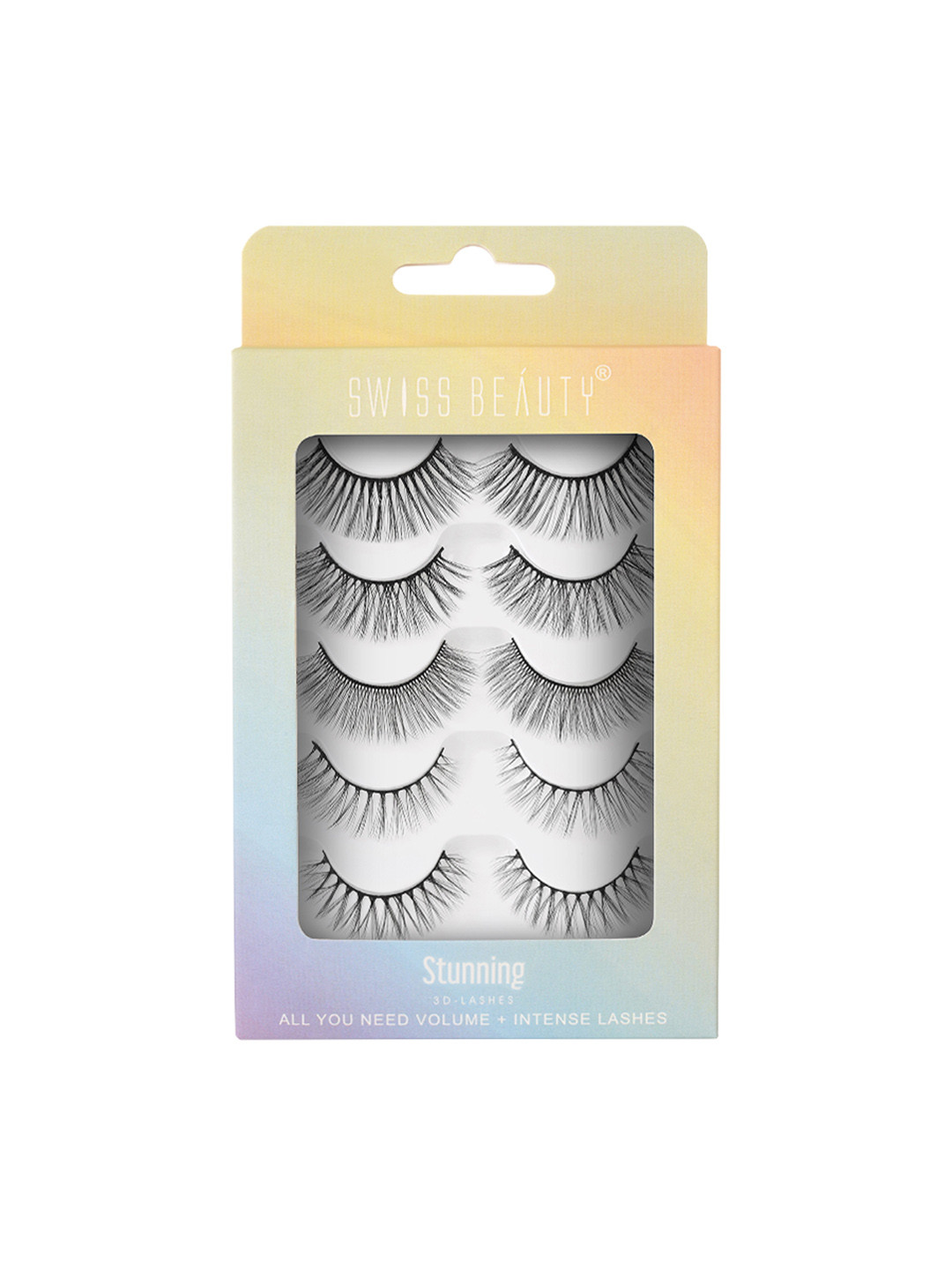 

SWISS BEAUTY Set of 5 False Eye Lashes 3D - Stunning, Black