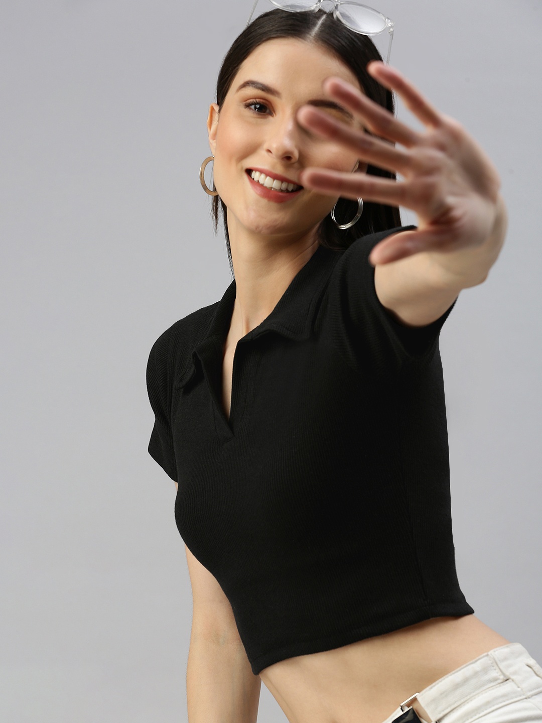 

AAHWAN Black Crop Top