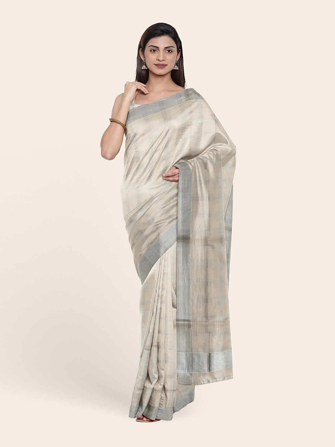 

Pothys Off White Woven Design Zari Pure Cotton Saree