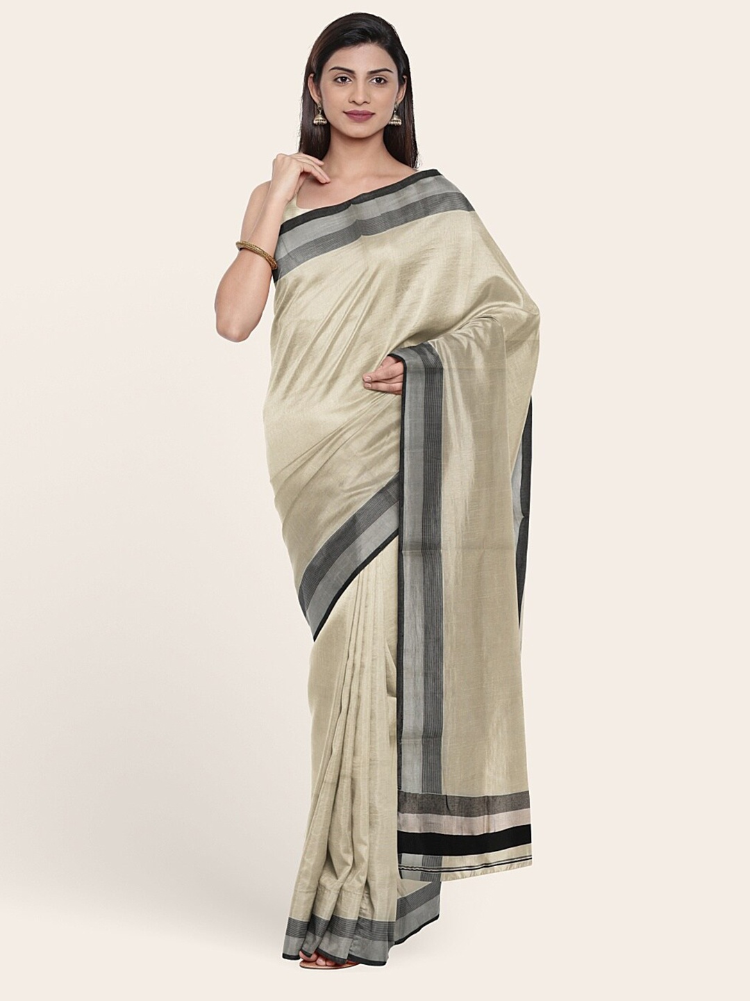 

Pothys Off White & Black Pure Cotton Saree