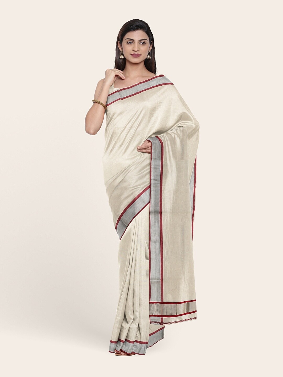 

Pothys Off White & Grey Pure Cotton Saree
