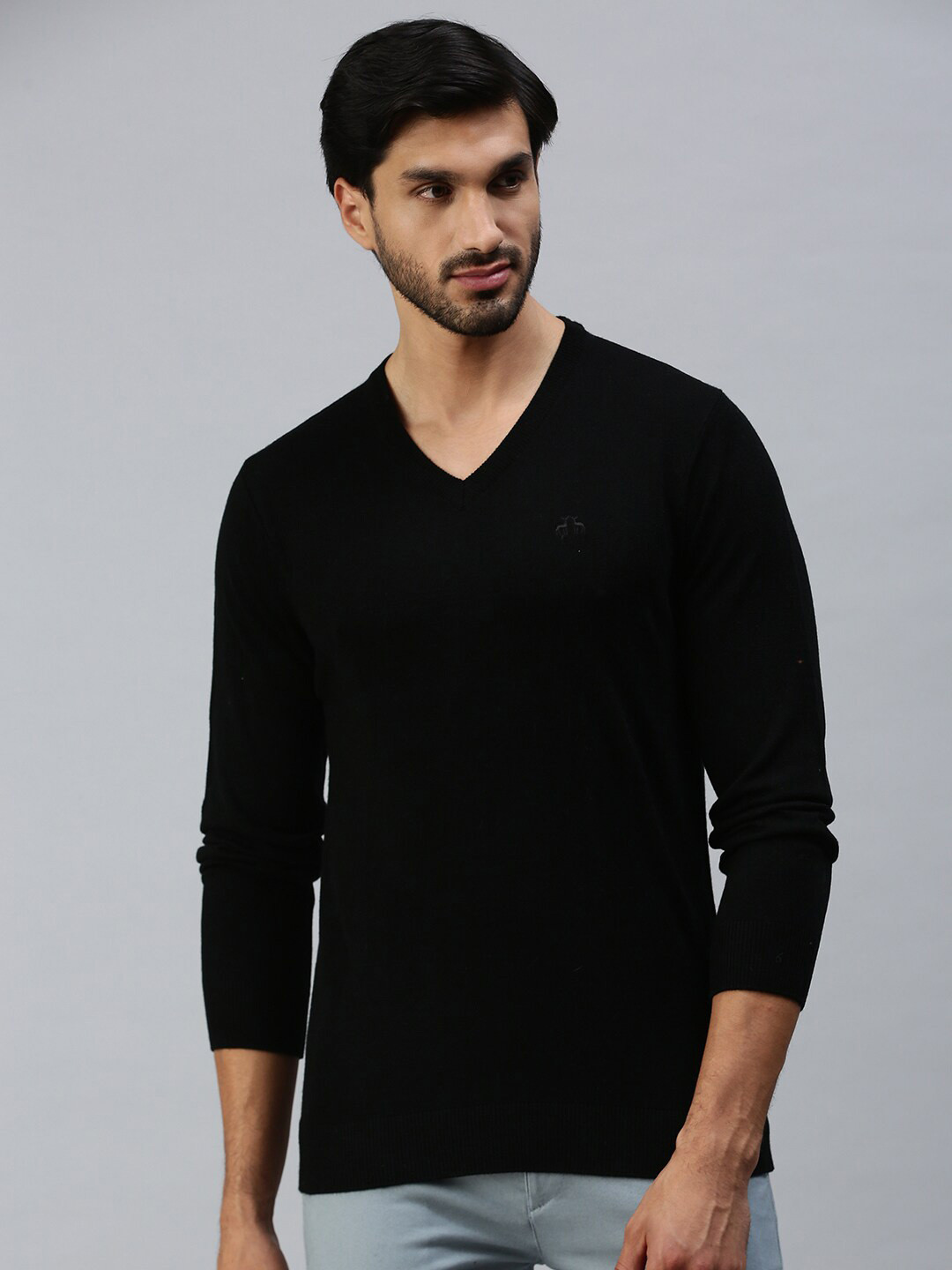 

98 Degree North Men Acrylic Black Pullover