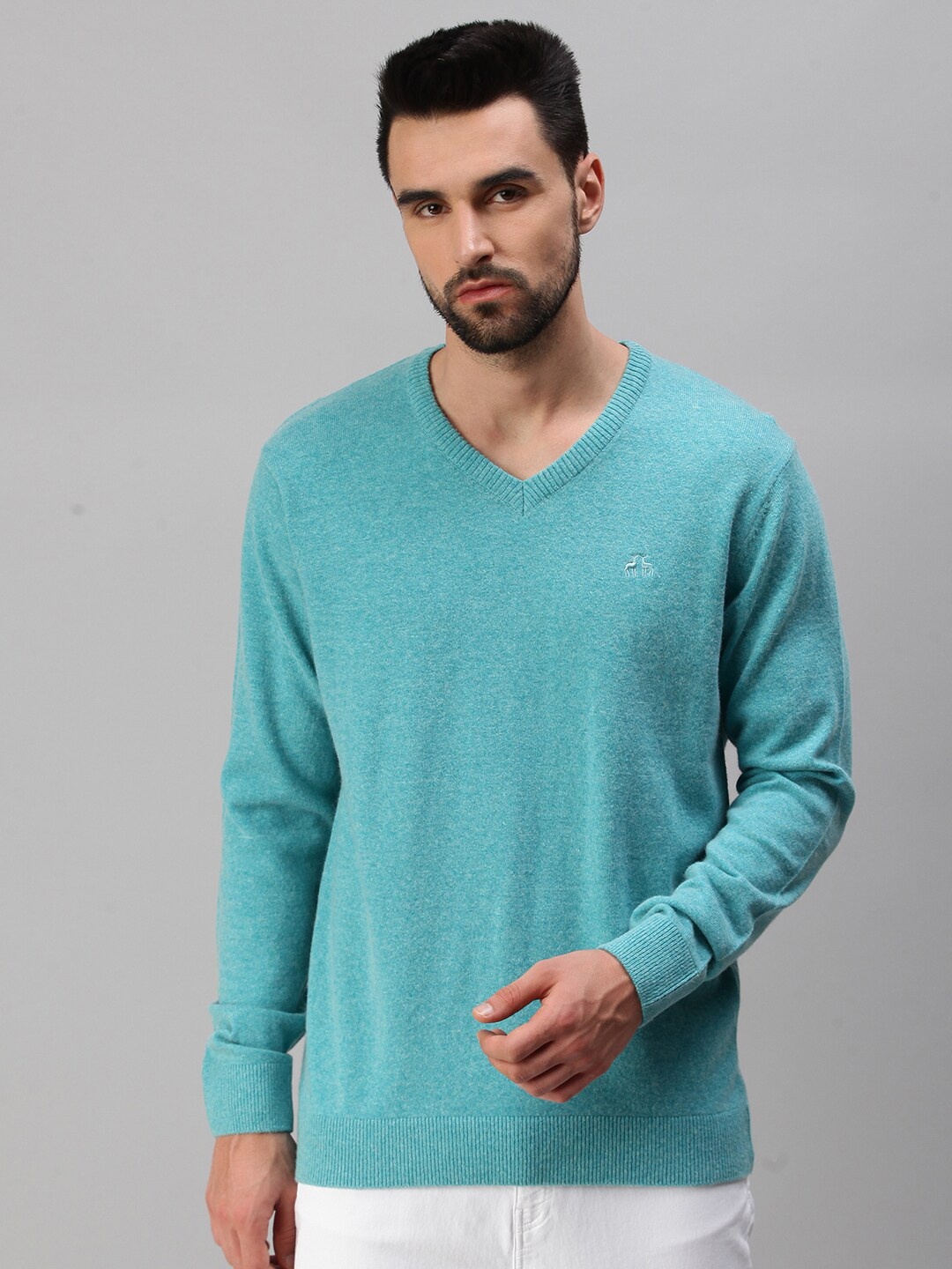 

98 Degree North Men Turquoise Blue Pullover