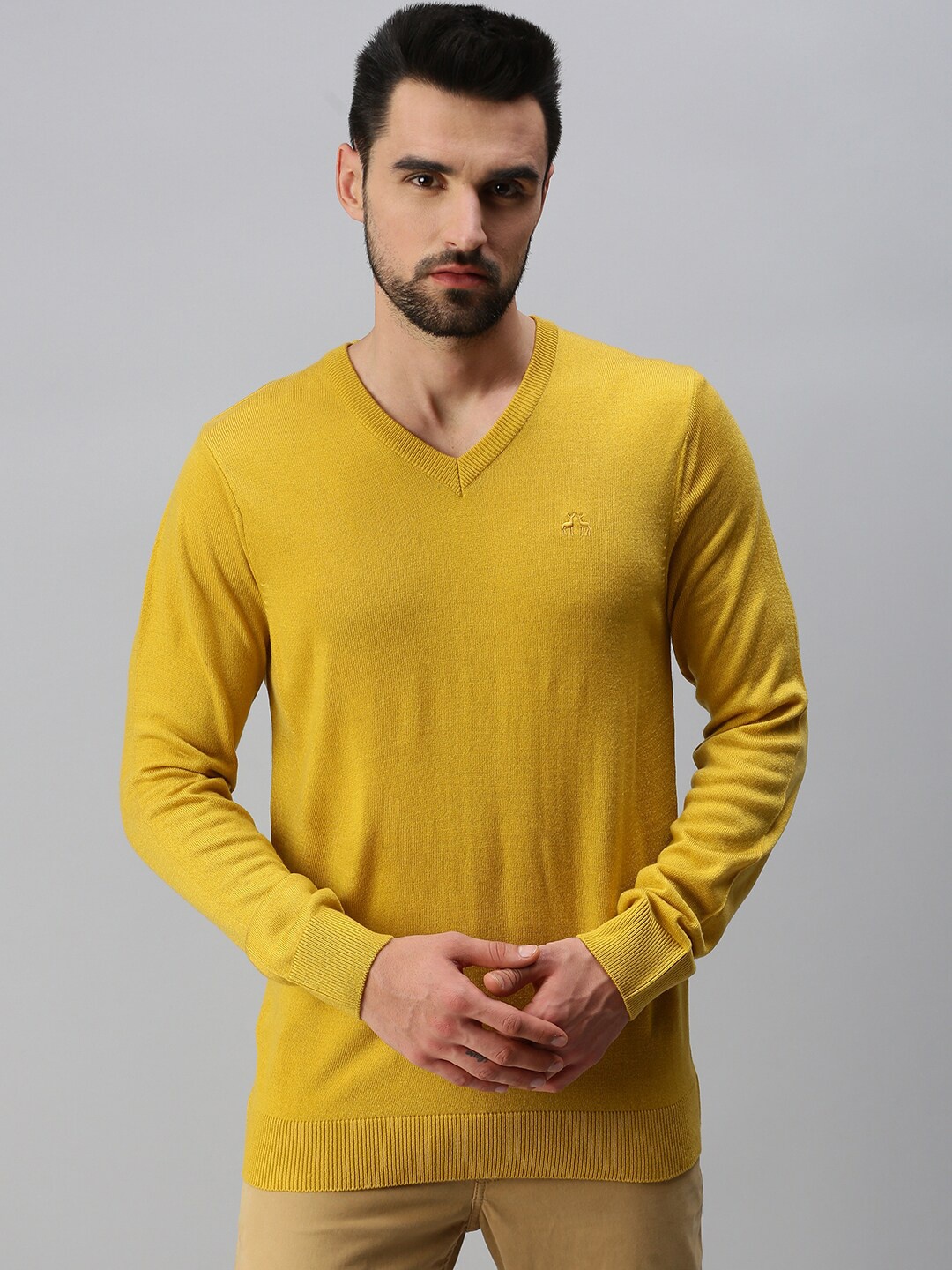 

98 Degree North Men Mustard Yellow Pullover sweater