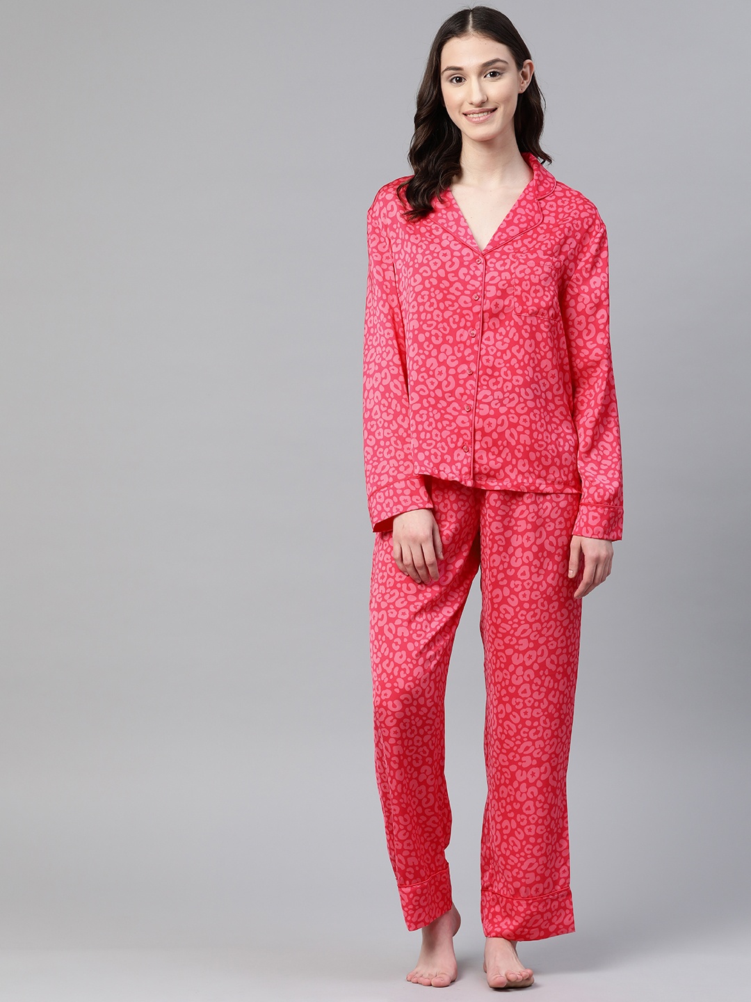 

Marks & Spencer Women Animal Printed Night suit, Pink