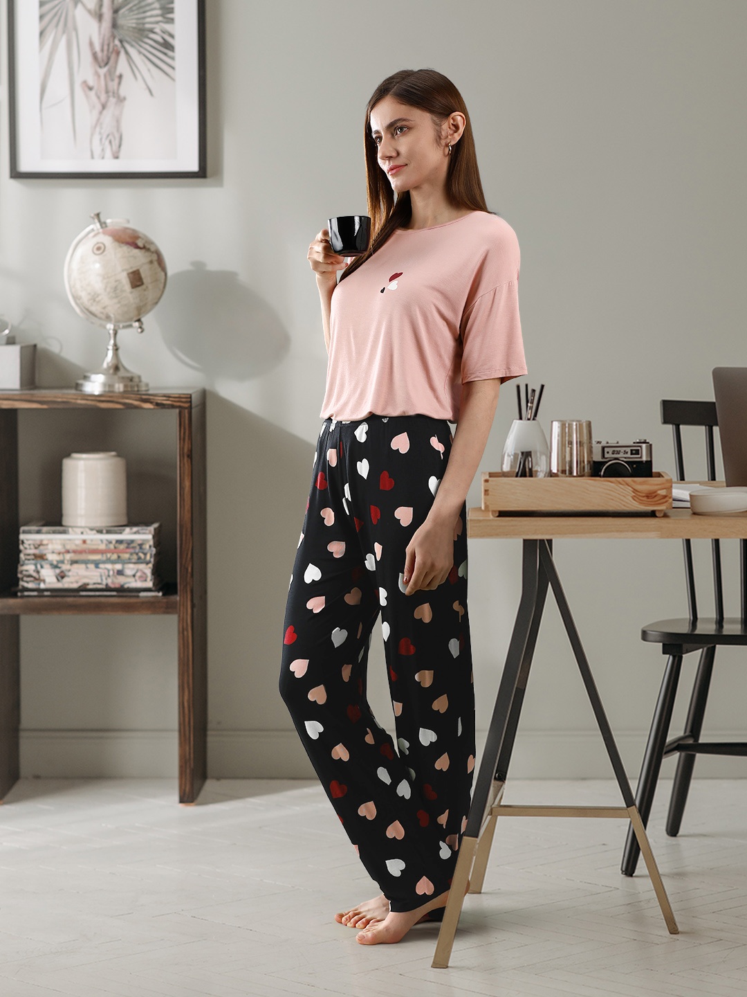 

Marks & Spencer Women Printed Night suit, Rose
