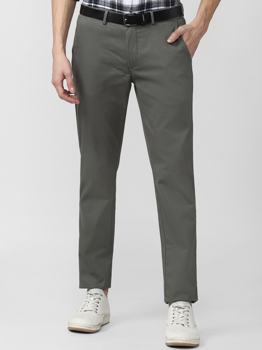 

Peter England Casuals Men Grey Slim Fit Trousers