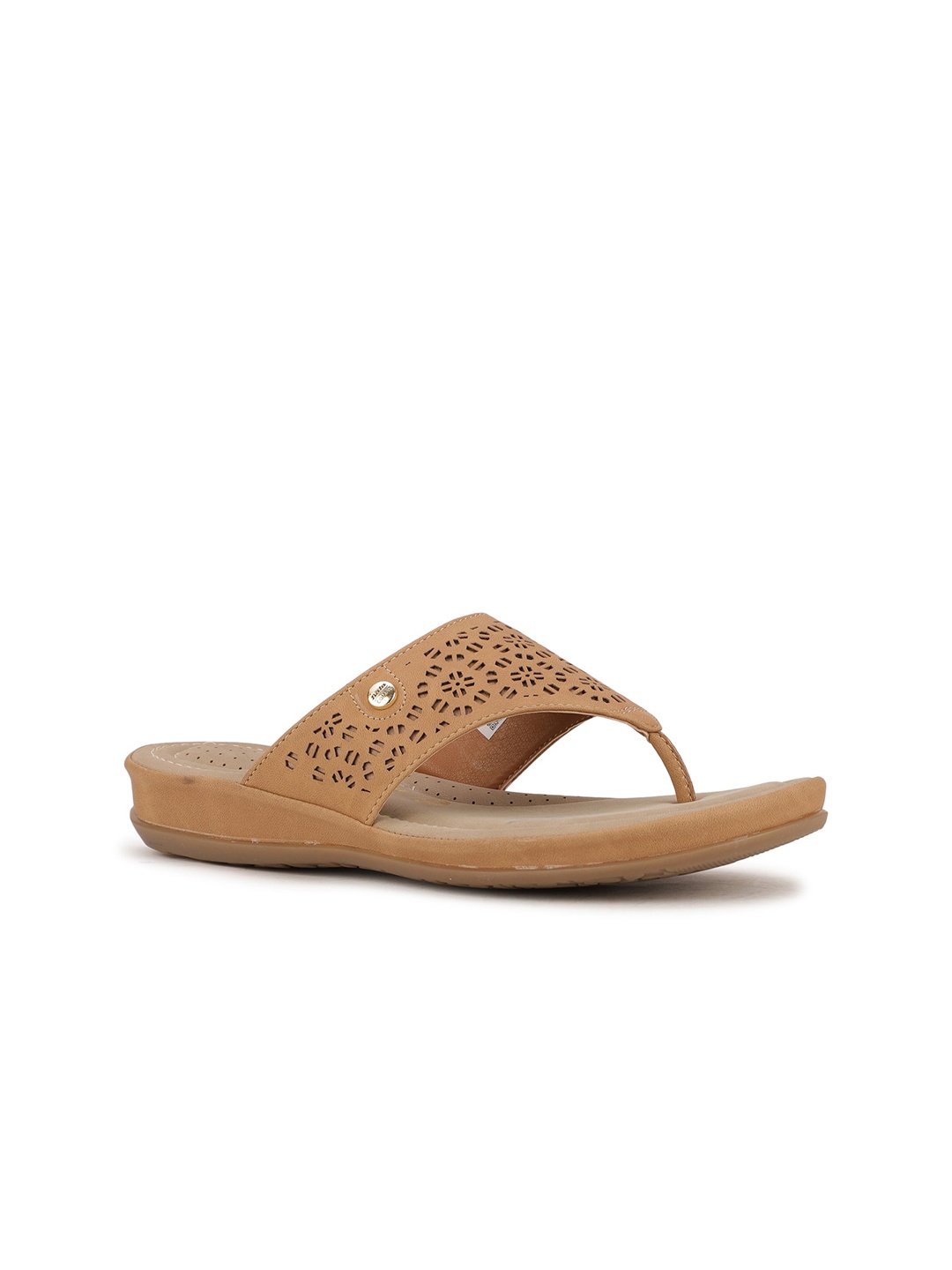 

Bata comfit Women Tan Laser Cuts Flats