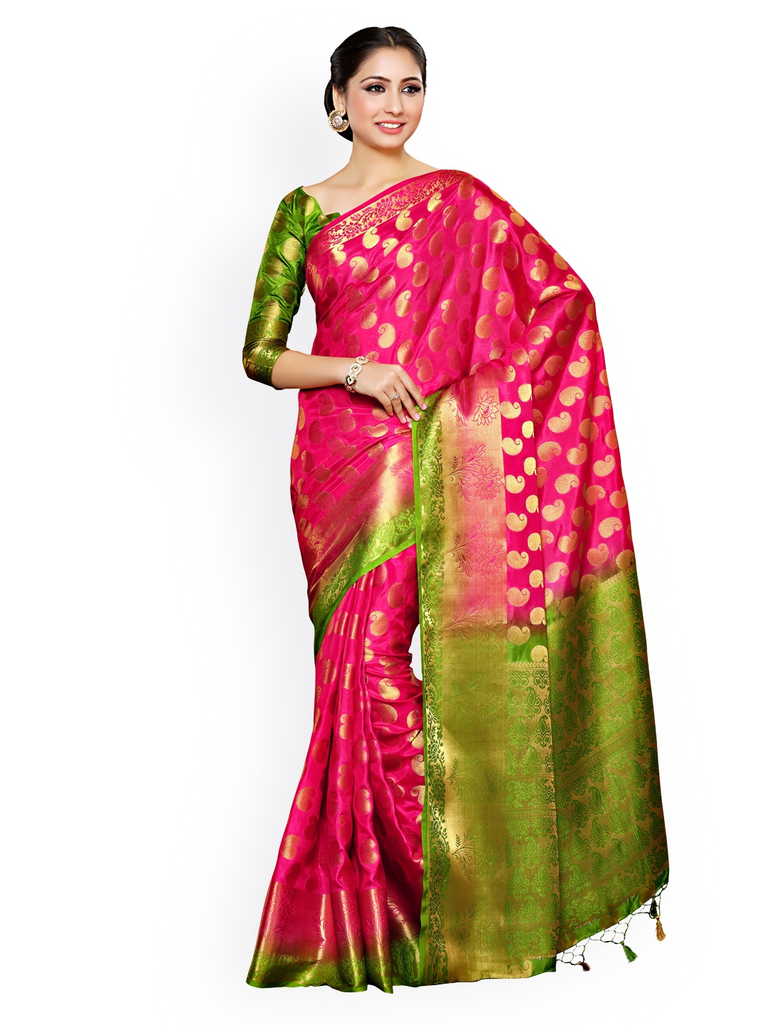 

MIMOSA Pink Art Silk Woven Design Kanjeevaram Saree