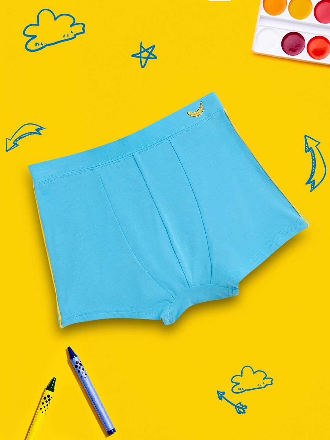 

XY Life Boys Sky Blue Solid Scribbles Banana Sky Blue InellSoft Tencel Modal Trunks