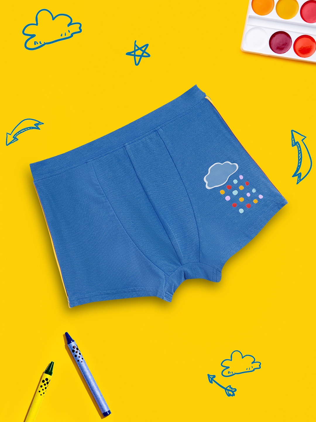 

XY Life Boys Navy Blue Solid Scribbles RainCloud Blue InellSoft Tencel Modal Trunks