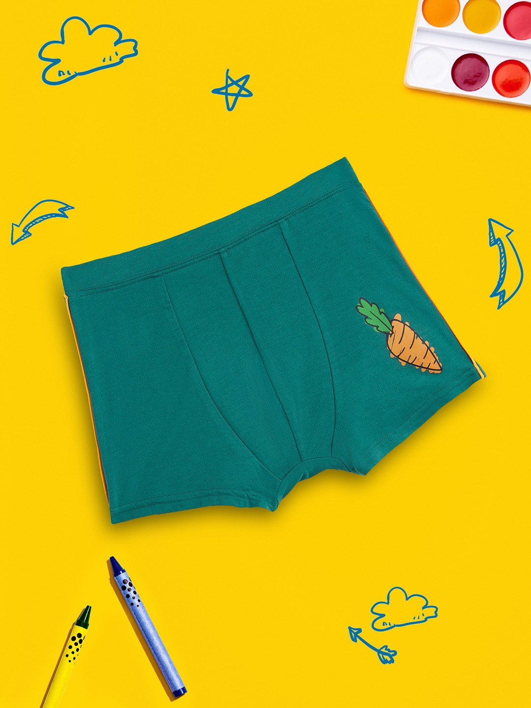 

XY Life Boys Scribbles Carrot Dark Green InellSoft Tencel Modal Trunks