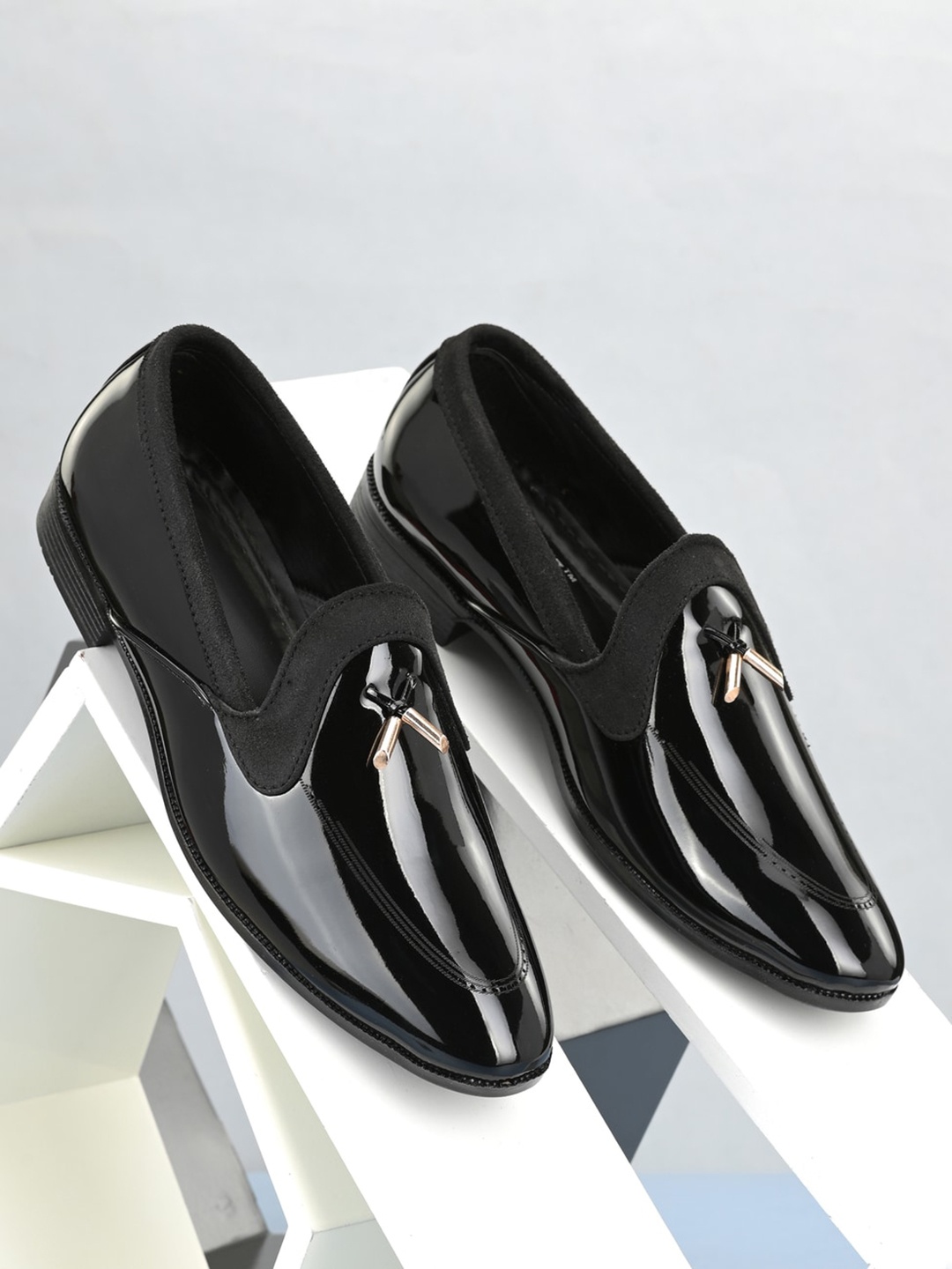 VIV Men Black Solid Formal Loafers - buy at the price of $10.10 in ...