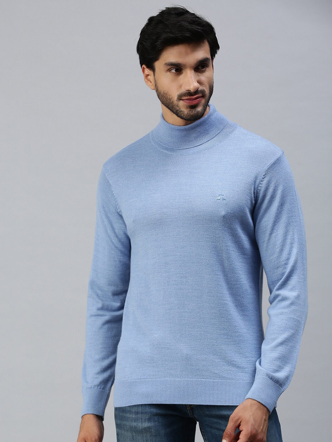 

98 Degree North Men Blue Turtle Neck Pullover
