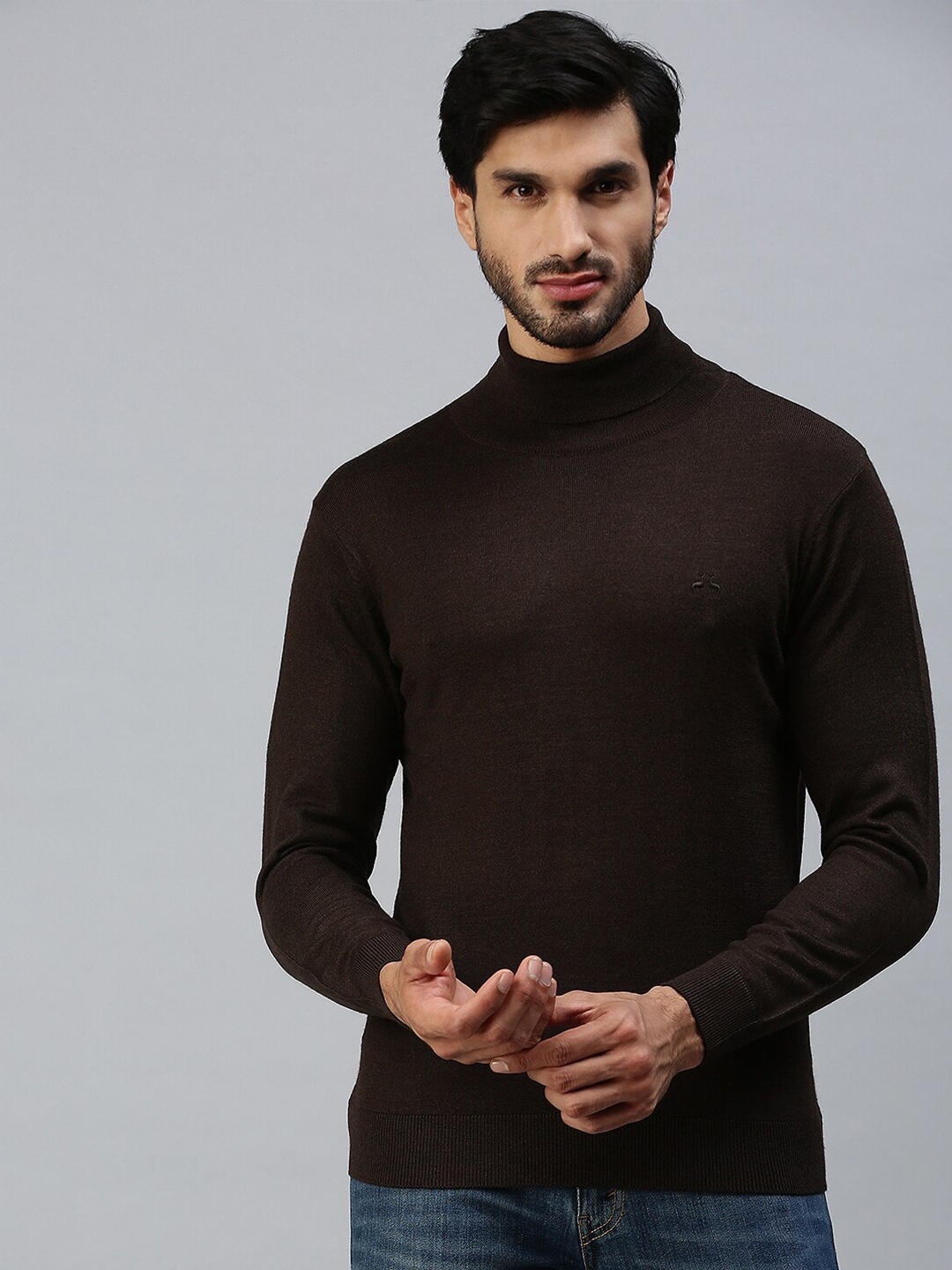 

98 Degree North Men Coffee Brown Woolen Pullover